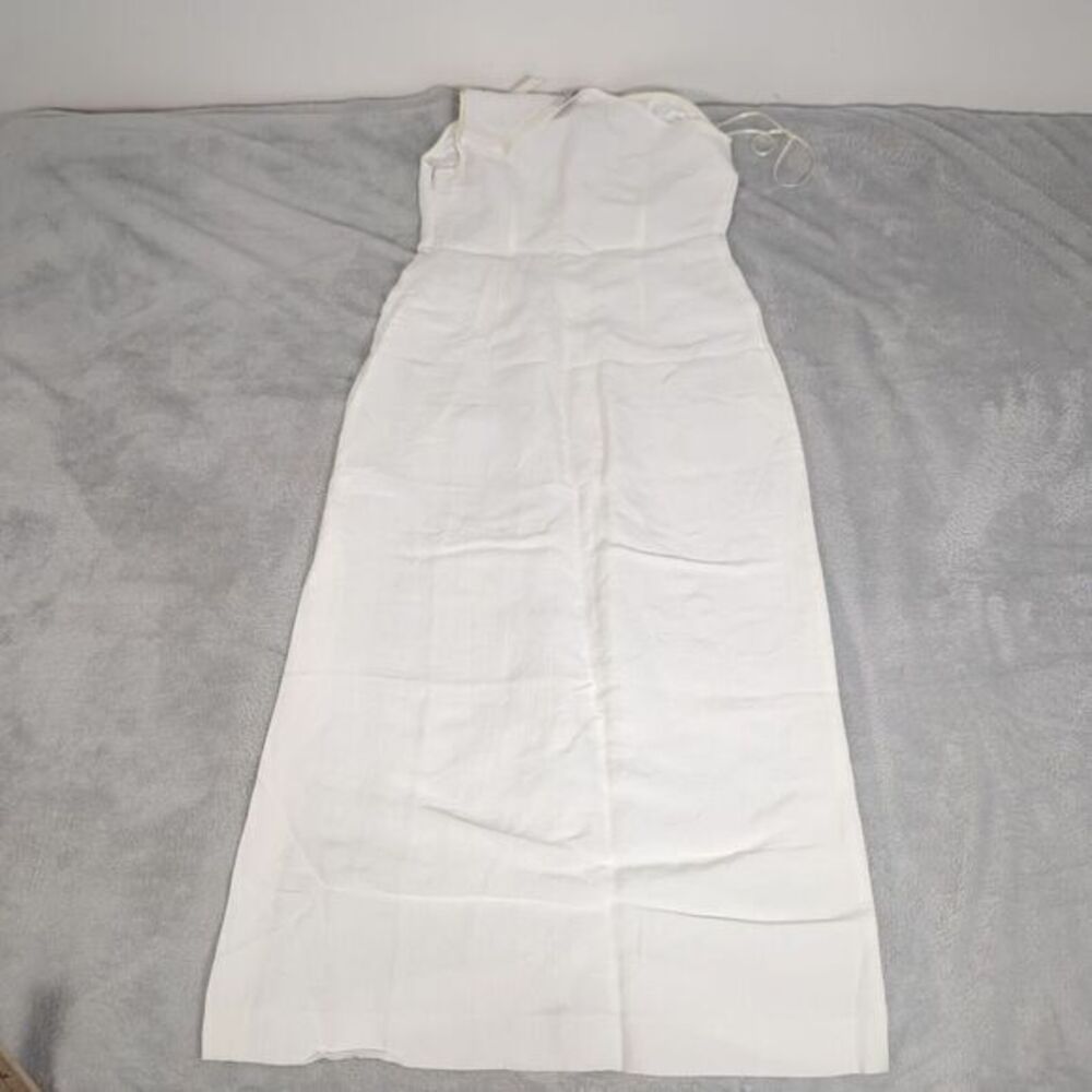 Madewell Linen Blend Dress‎ Womens 0 White Side Slit One-Shoulder Midi Dress NWT